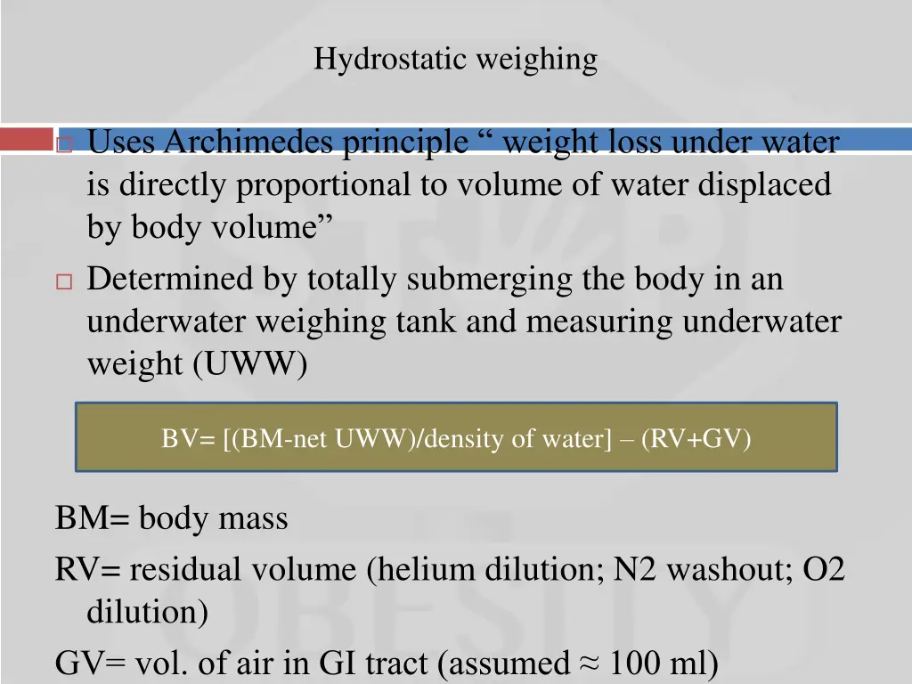 hydrostatic weighing