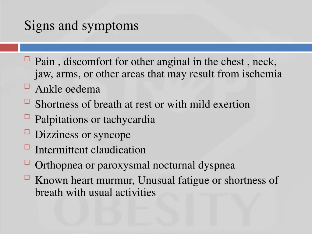signs and symptoms