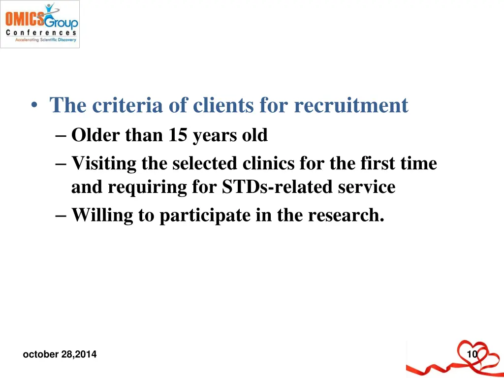 the criteria of clients for recruitment older