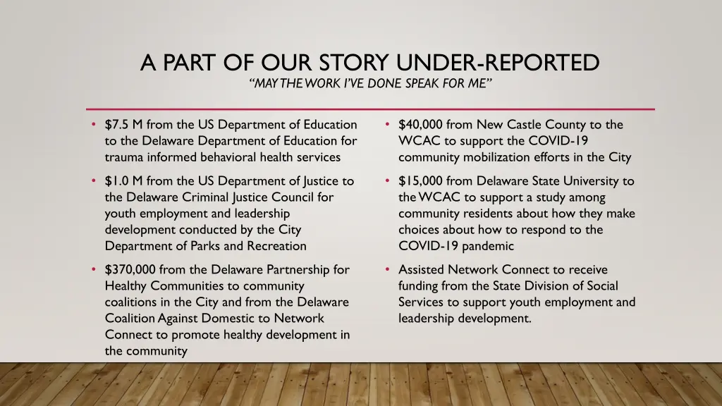 a part of our story under reported may the work