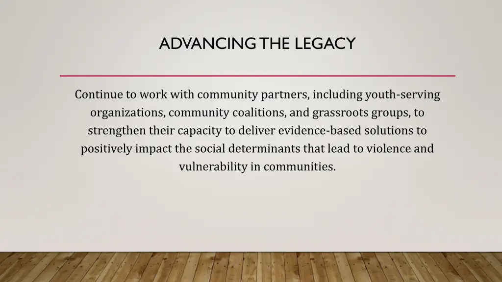 advancing the legacy