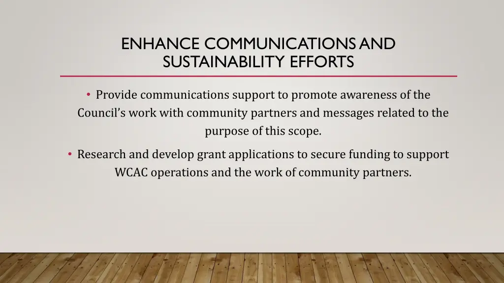 enhance communications and sustainability efforts