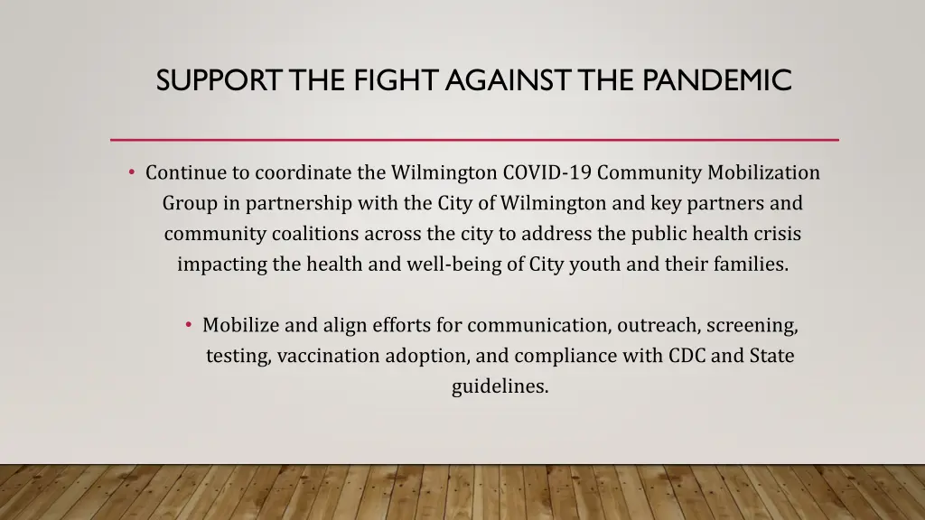 support the fight against the pandemic