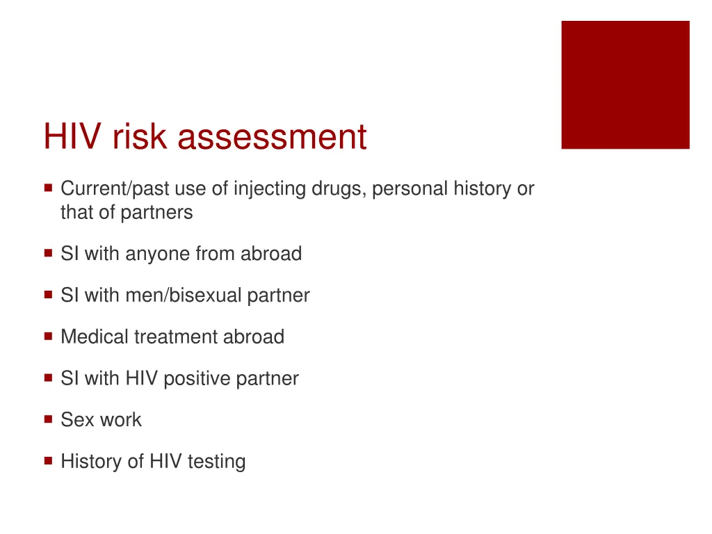 hiv risk assessment