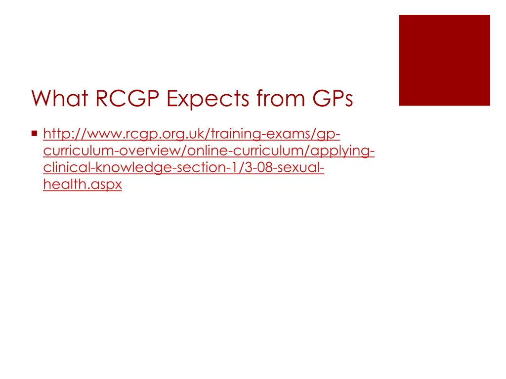what rcgp expects from gps