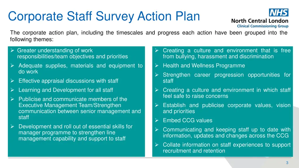 corporate staff survey action plan 1