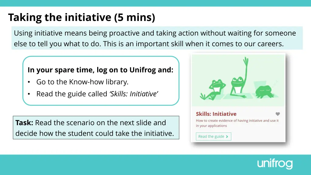 taking the initiative 5 mins