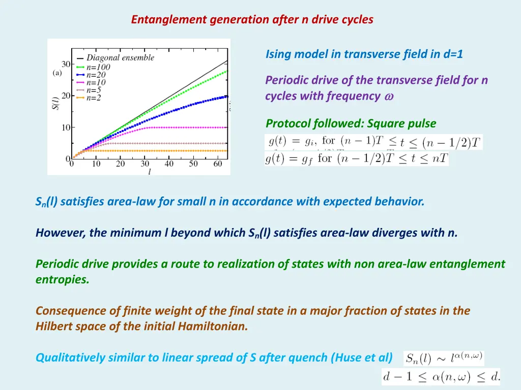 entanglement generation after n drive cycles