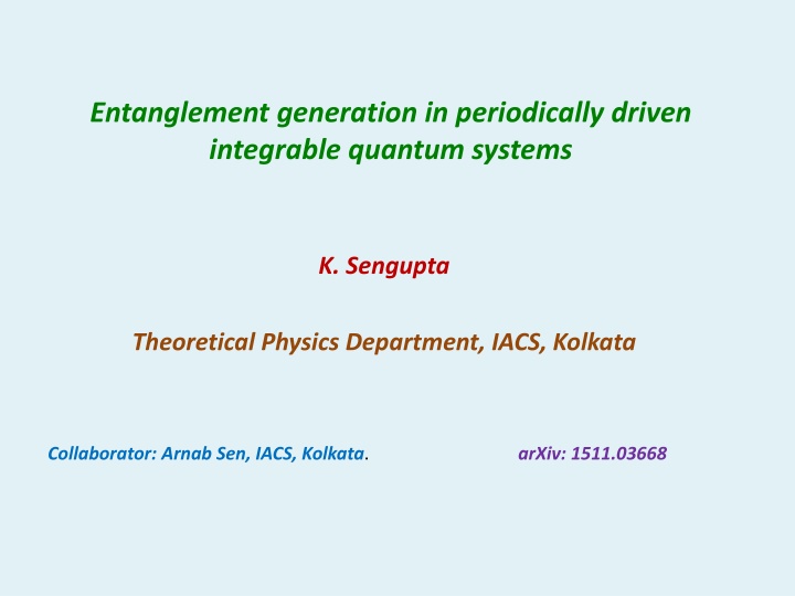 entanglement generation in periodically driven