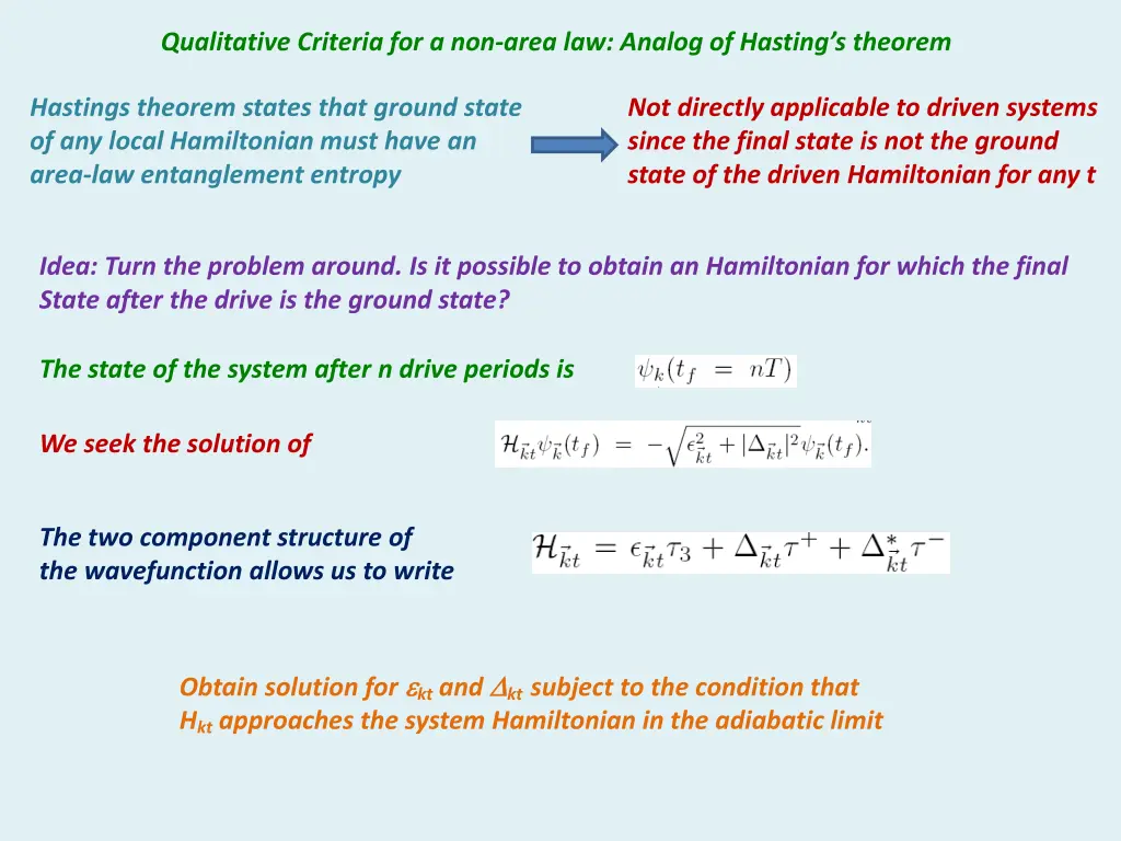 qualitative criteria for a non area law analog