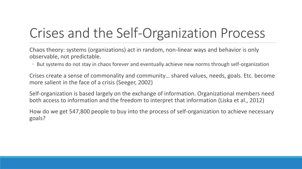 crises and the self organization process