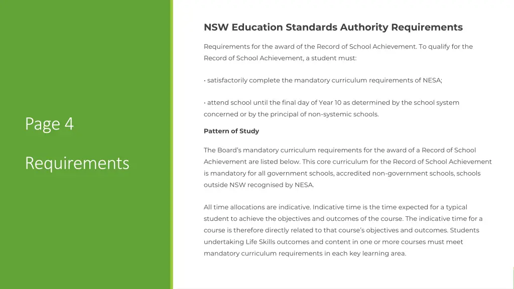 nsw education standards authority requirements