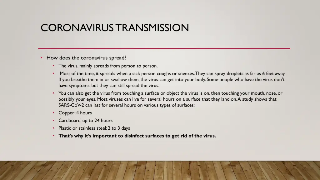coronavirus transmission