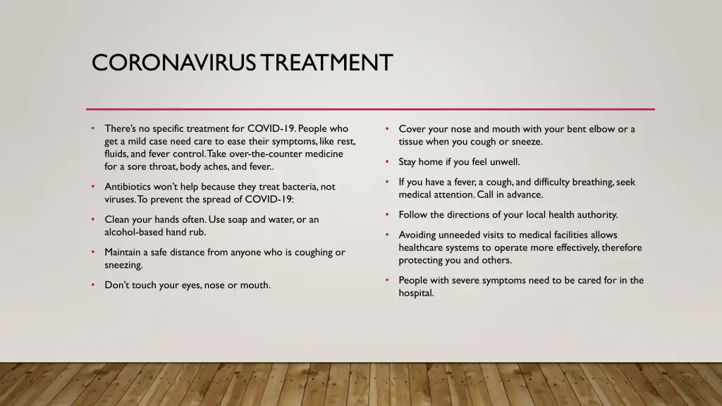 coronavirus treatment