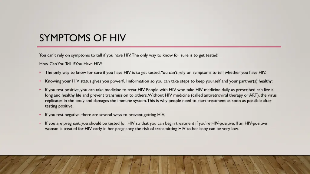 symptoms of hiv