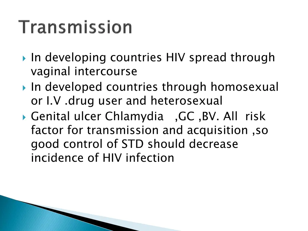 in developing countries hiv spread through