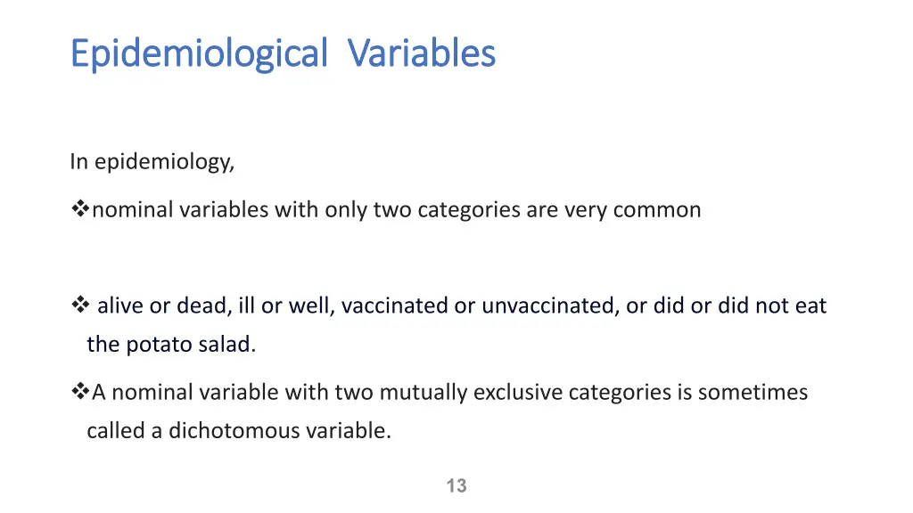 epidemiological variables epidemiological