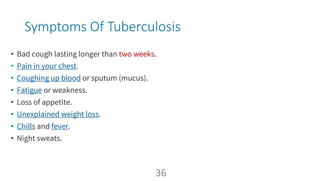 symptoms of tuberculosis