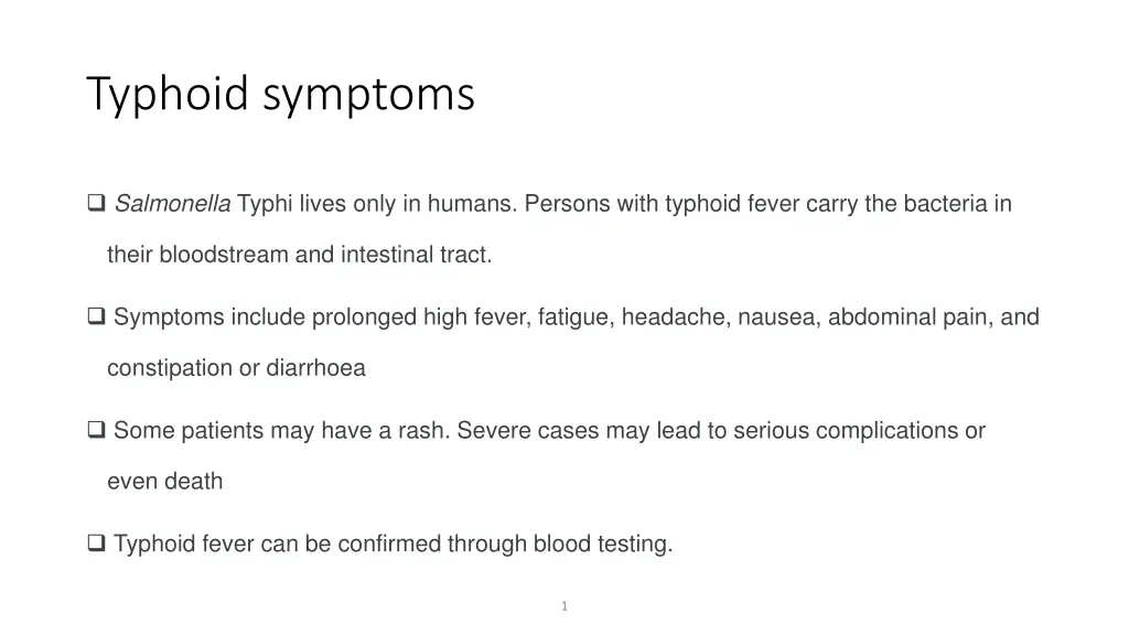 typhoid symptoms