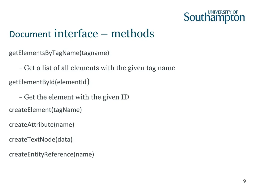 document interface methods