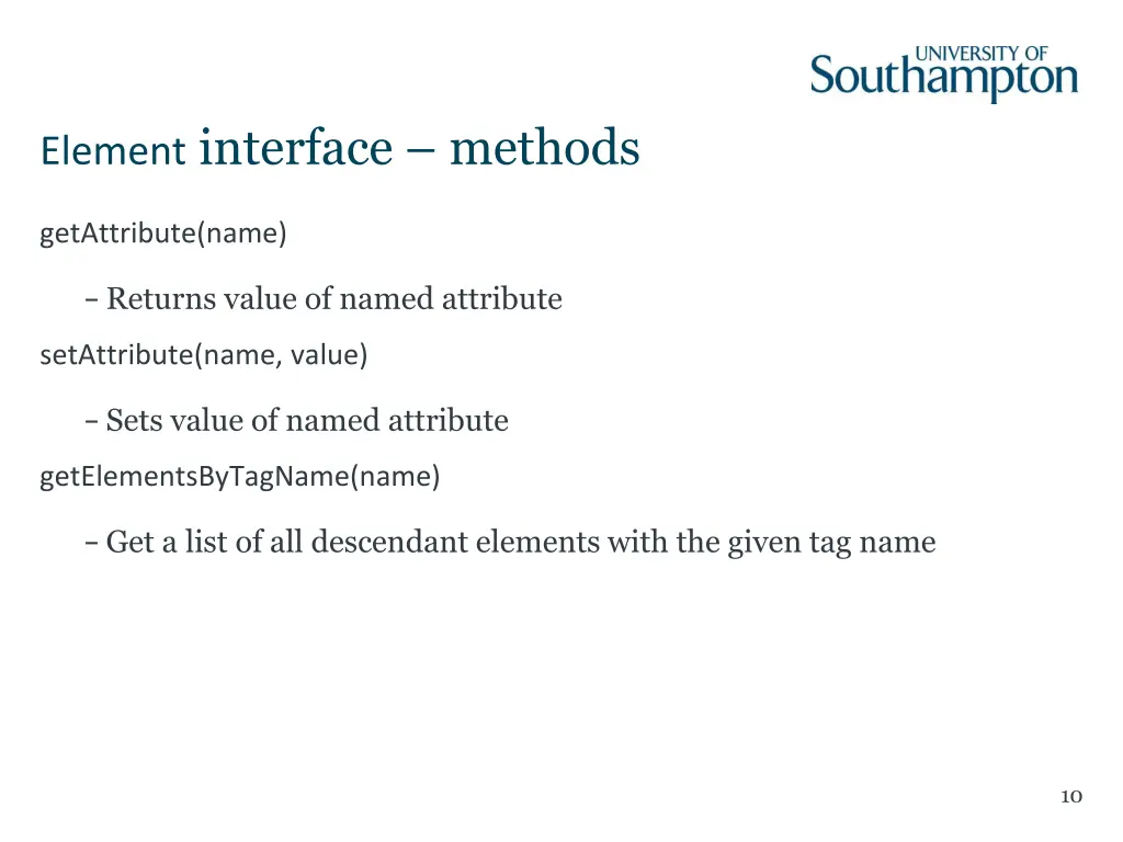 element interface methods