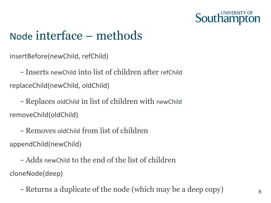 node interface methods