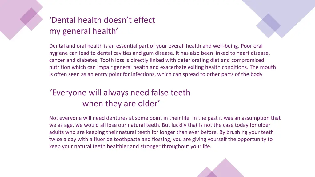 dental health doesn t effect my general health