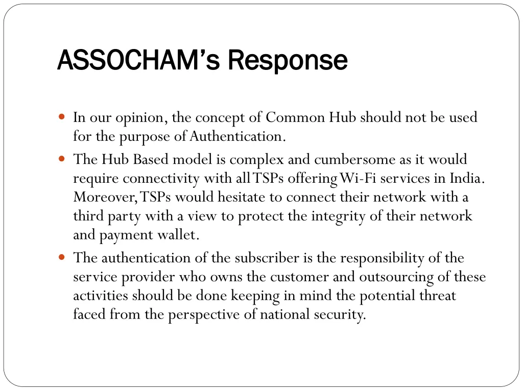 assocham s response assocham s response