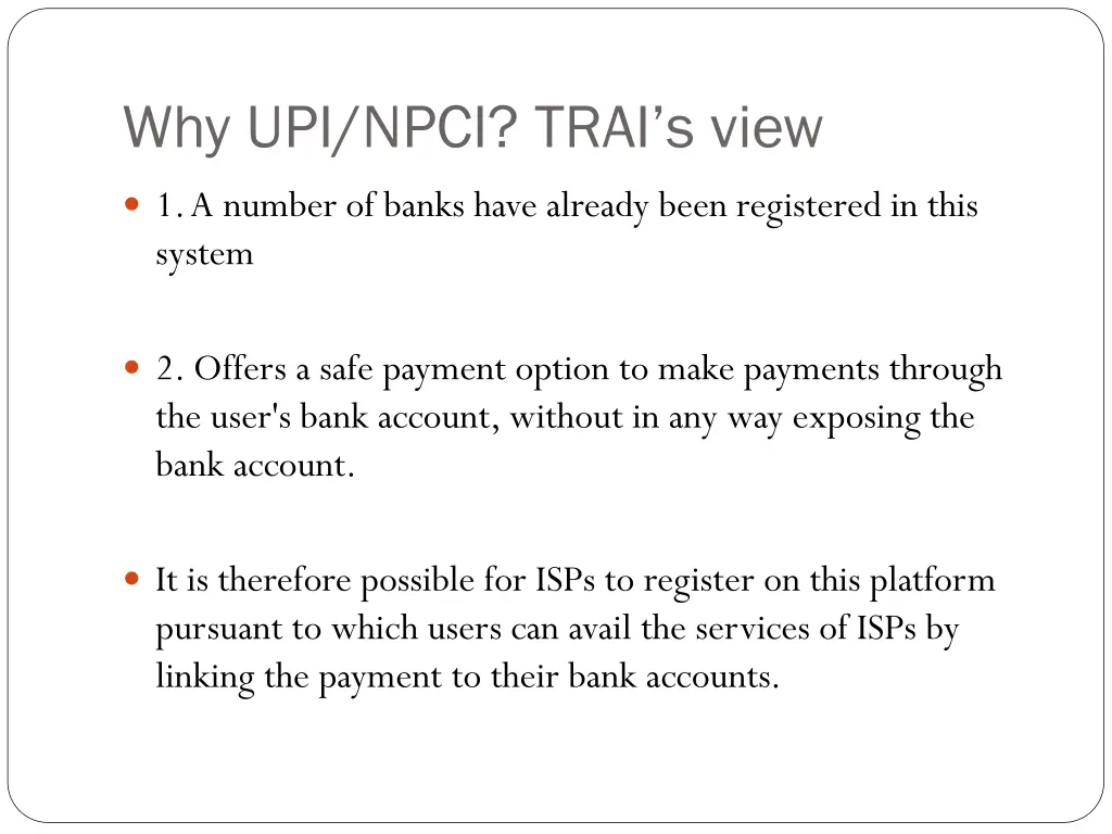 why upi npci trai s view
