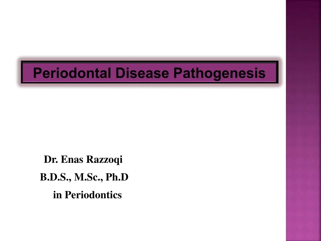 dr enas razzoqi b d s m sc ph d in periodontics