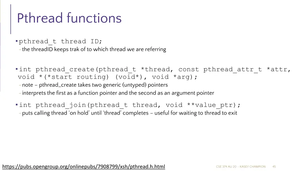 pthread functions