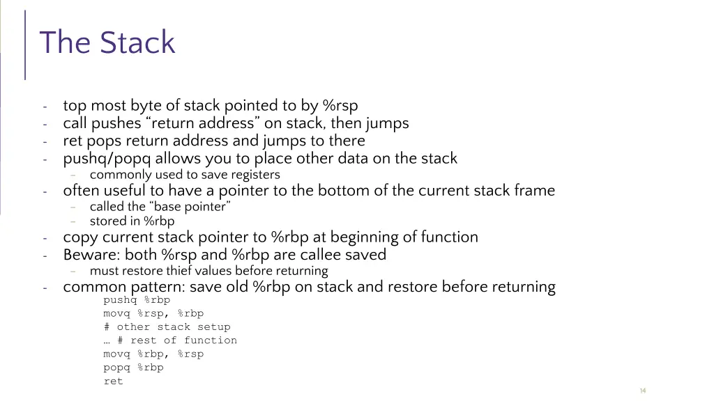 the stack