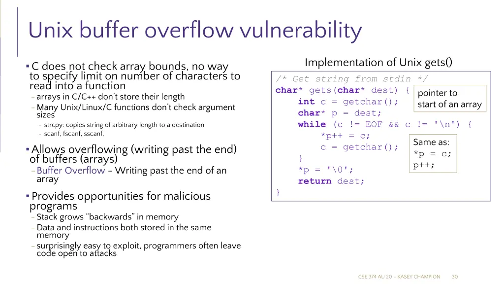 unix buffer overflow vulnerability