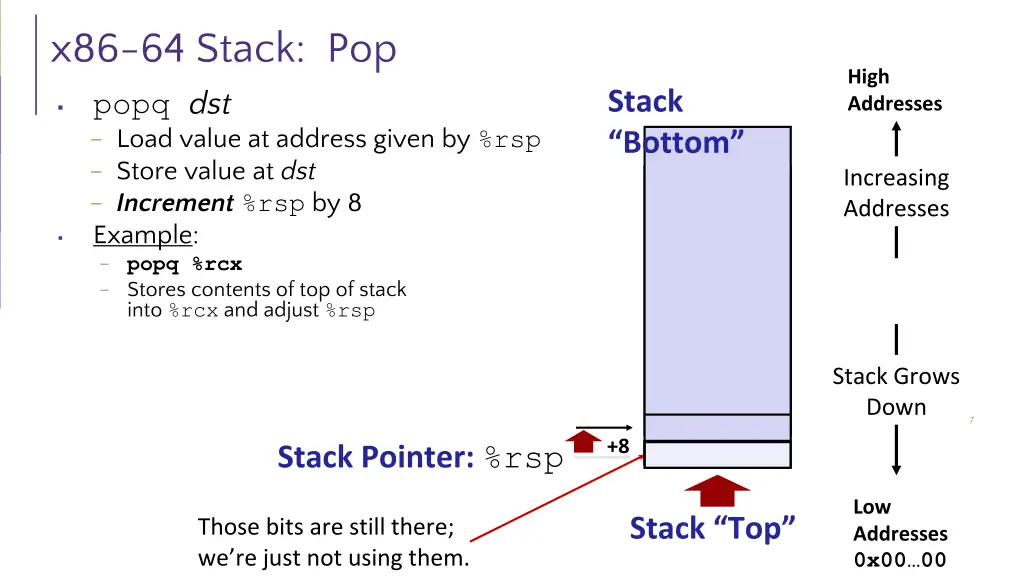 x86 64 stack pop popq dst load value at address
