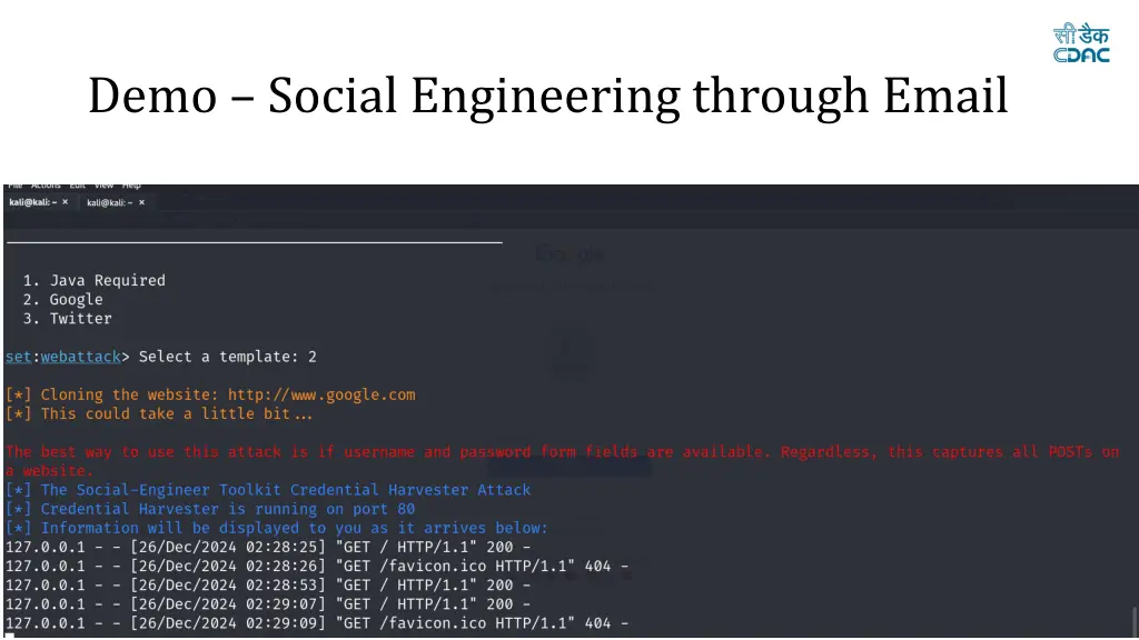demo social engineering through email