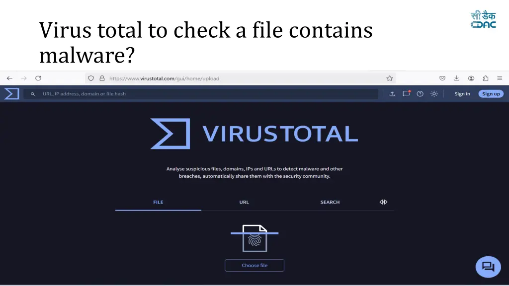 virus total to check a file contains malware