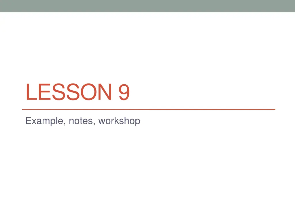 lesson 9