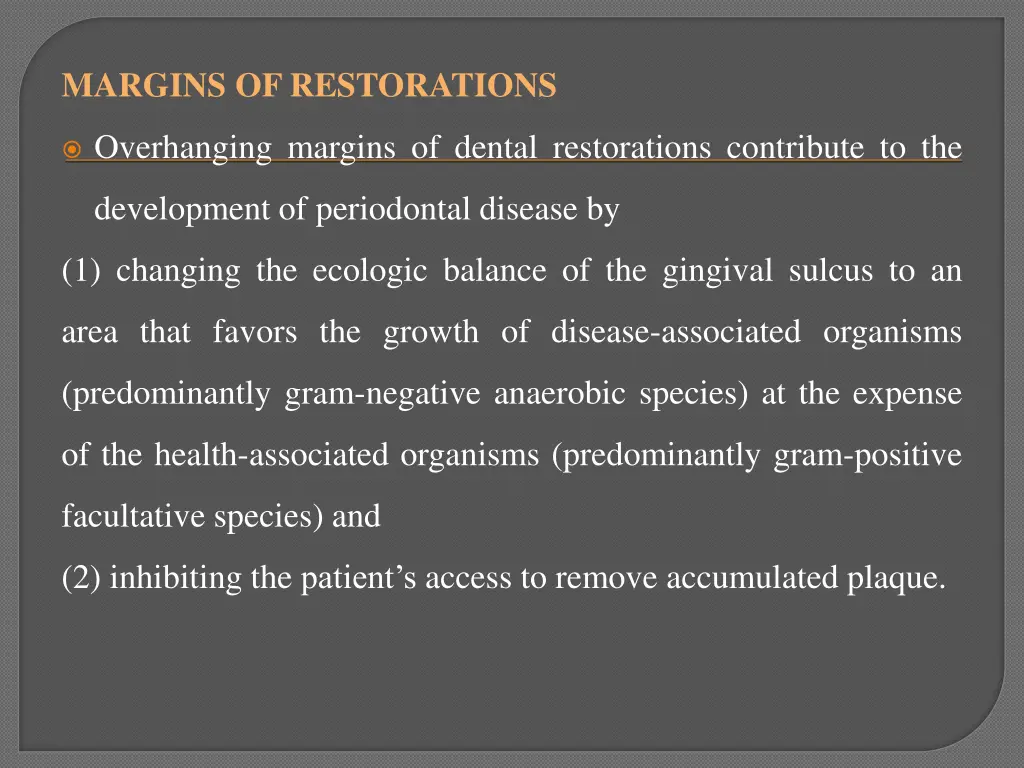 margins of restorations