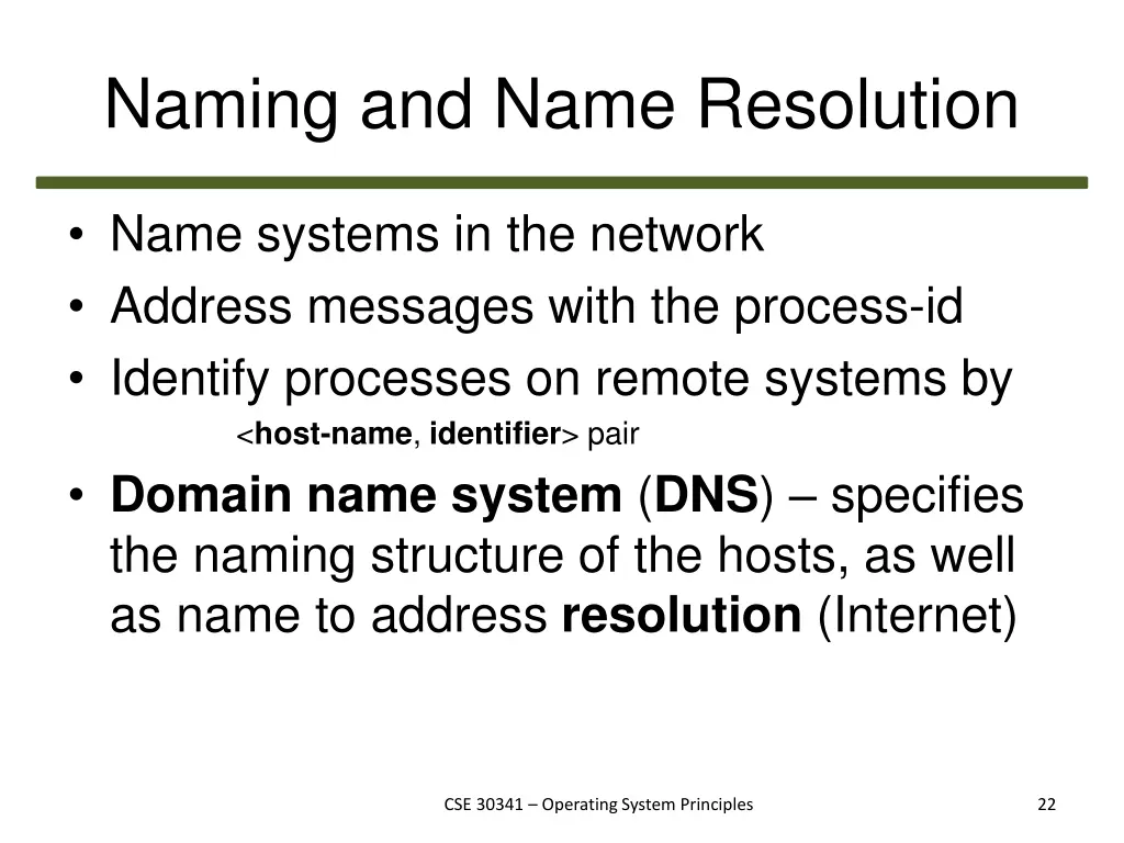 naming and name resolution