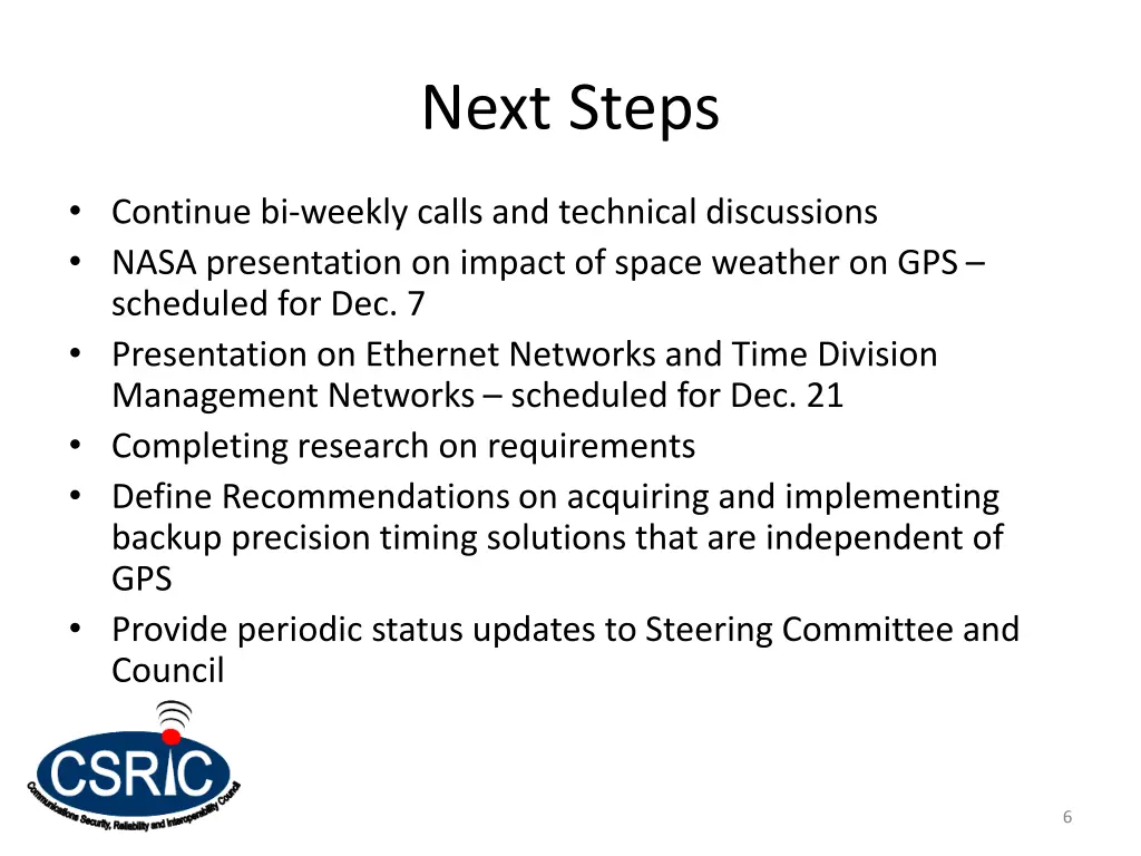 next steps
