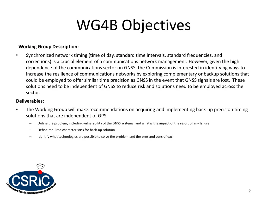 wg4b objectives