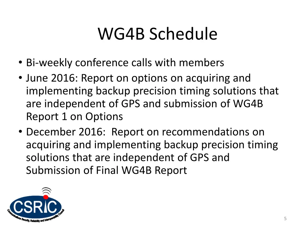 wg4b schedule