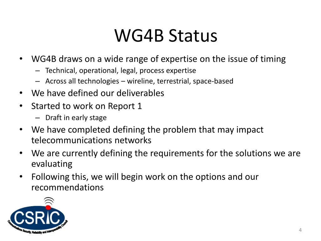 wg4b status