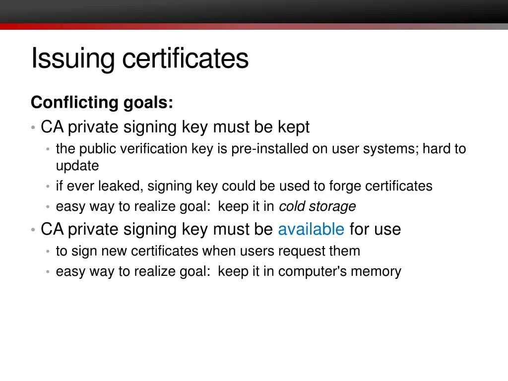 issuing certificates