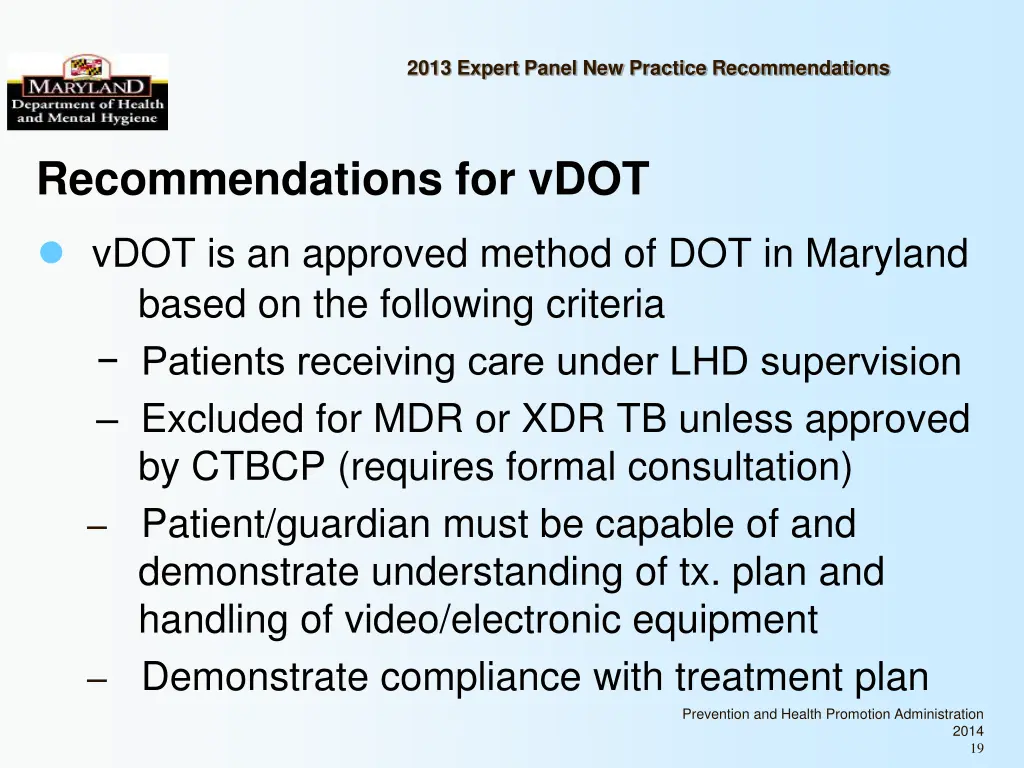 2013 expert panel new practice recommendations 18