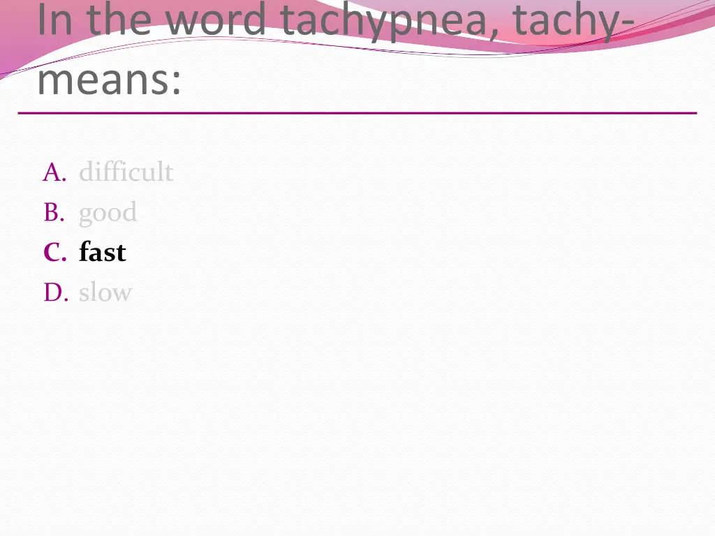 in the word tachypnea tachy means 1