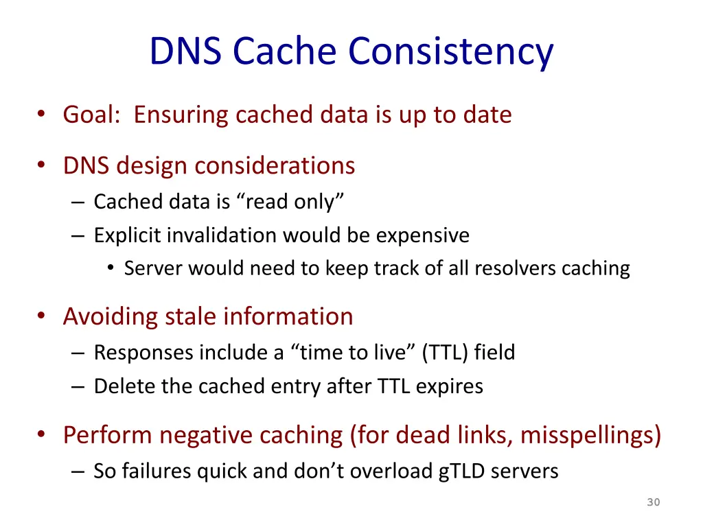 dns cache consistency