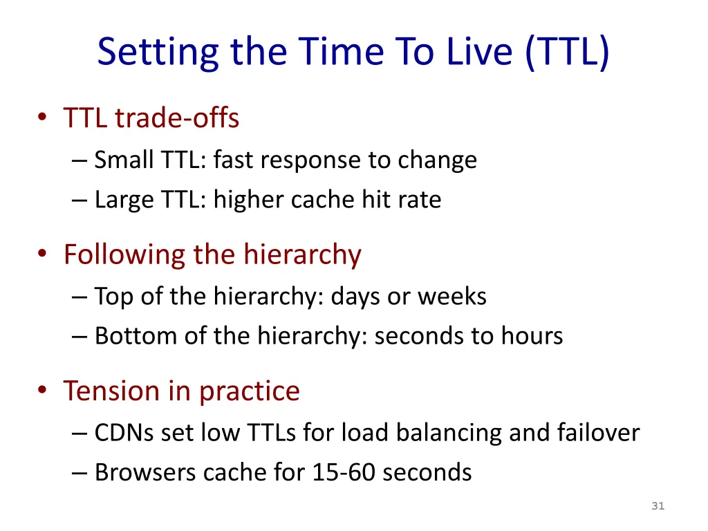 setting the time to live ttl