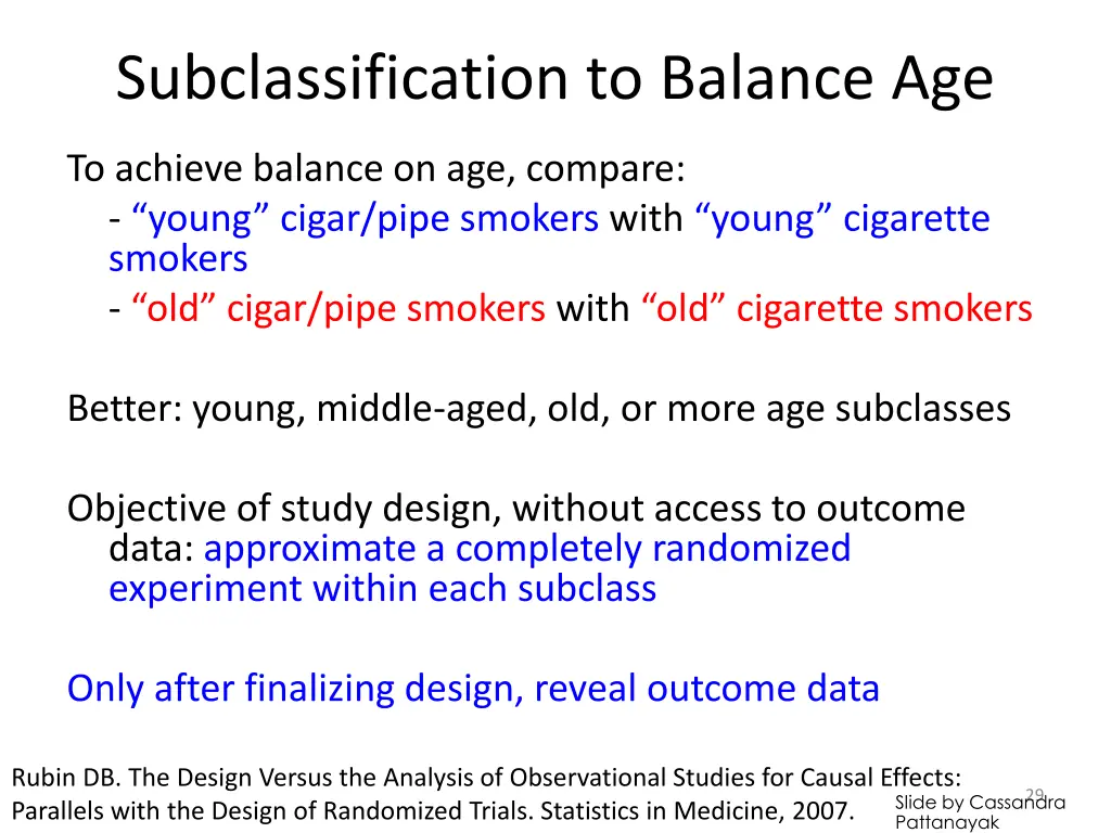 subclassification to balance age