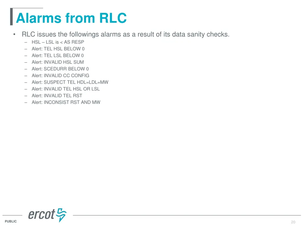 alarms from rlc